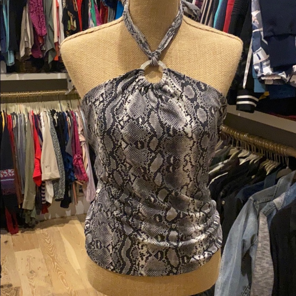 Michael Kors reptile/snake print halter top